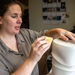 Sally Bertram at work in her studio 2019